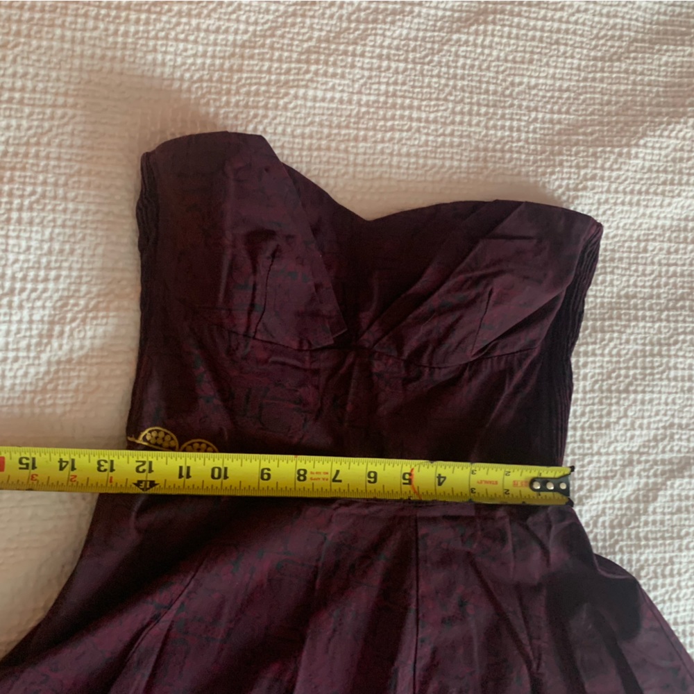 Eggplant, fit and flare, knee length, eggplant, Anthropologie cotton dress - Picture 9 of 13